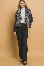 Load image into Gallery viewer, 5579-Leopard Print Faux Fur Jacket-BLACK
