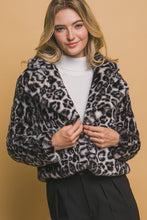 Load image into Gallery viewer, 5579-Leopard Print Faux Fur Jacket-BLACK
