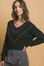 Load image into Gallery viewer, 4792-Pearl Details Sweater-BLACK
