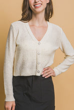 Load image into Gallery viewer, 4797-Semi Cropped Cardigan Sparkle Sweater-IVORY
