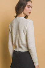 Load image into Gallery viewer, 4797-Semi Cropped Cardigan Sparkle Sweater-IVORY
