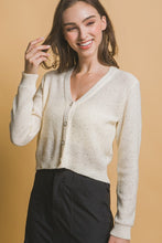 Load image into Gallery viewer, 4797-Semi Cropped Cardigan Sparkle Sweater-IVORY
