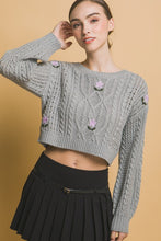 Load image into Gallery viewer, 4798-Floral Cropped Sweater Top
