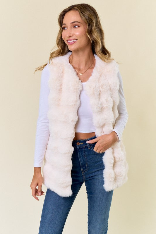 4682-Faux Fur Sleeveless Vest-IVORY