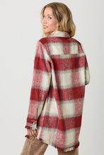 Load image into Gallery viewer, 4644-Fringe Detailed Long Plaid Jacket-RED
