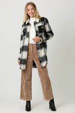 Load image into Gallery viewer, 4643-Fringe Detailed Long Plaid Jacket-BLACK
