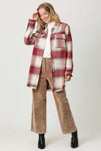 Load image into Gallery viewer, 4644-Fringe Detailed Long Plaid Jacket-RED
