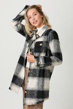 Load image into Gallery viewer, 4643-Fringe Detailed Long Plaid Jacket-BLACK
