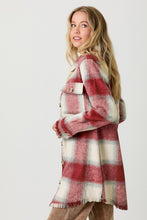 Load image into Gallery viewer, 4644-Fringe Detailed Long Plaid Jacket-RED
