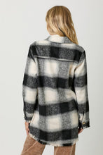 Load image into Gallery viewer, 4643-Fringe Detailed Long Plaid Jacket-BLACK
