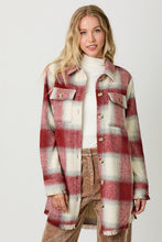 Load image into Gallery viewer, 4644-Fringe Detailed Long Plaid Jacket-RED
