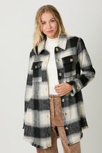 Load image into Gallery viewer, 4643-Fringe Detailed Long Plaid Jacket-BLACK
