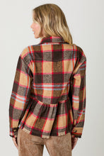 Load image into Gallery viewer, 4641-Peplum Fringe Plaid Jacket-SAND MIX
