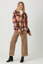 Load image into Gallery viewer, 4641-Peplum Fringe Plaid Jacket-SAND MIX
