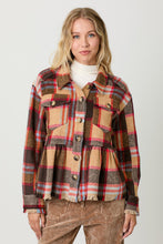 Load image into Gallery viewer, 4641-Peplum Fringe Plaid Jacket-SAND MIX
