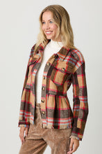 Load image into Gallery viewer, 4641-Peplum Fringe Plaid Jacket-SAND MIX
