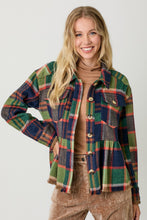 Load image into Gallery viewer, 4640-Peplum Fringe Plaid Jacket-NAVY MIX
