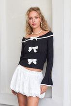 Load image into Gallery viewer, 4737-Ribbed Knit Off Shoulder Bow Top
