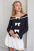 Load image into Gallery viewer, 4737-Ribbed Knit Off Shoulder Bow Top
