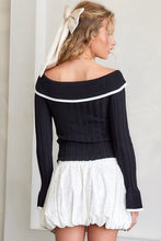 Load image into Gallery viewer, 4737-Ribbed Knit Off Shoulder Bow Top
