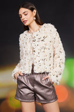 Load image into Gallery viewer, 4751-FEATHERED SEQUIN CARDIGAN
