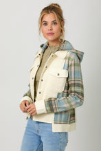 Load image into Gallery viewer, 4642-Mix Media Trucker Hoodie Jacket
