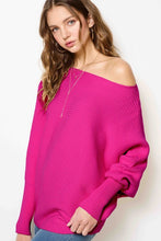Load image into Gallery viewer, 4633-RIBBED BOAT NECKLINE SWEATER -FUSCHIA
