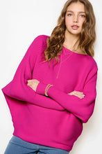 Load image into Gallery viewer, 4633-RIBBED BOAT NECKLINE SWEATER -FUSCHIA
