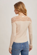 Load image into Gallery viewer, 4759-LACE TRIMMED BUTTON DOWN KNIT TOP-SELL
