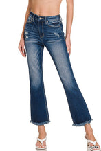Load image into Gallery viewer, 5614-HIGH RISE STRAIGHT RAW HEM CROPPED JEANS-DARK
