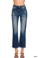 Load image into Gallery viewer, 5614-HIGH RISE STRAIGHT RAW HEM CROPPED JEANS-DARK
