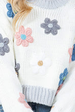 Load image into Gallery viewer, 4756-Knit pullover sweater with embroidered flowers
