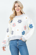 Load image into Gallery viewer, 4756-Knit pullover sweater with embroidered flowers
