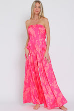 Load image into Gallery viewer, 4984-TUBE TIE BACK CHEST ELASTIC BACK WAISTED JUMPSUIT-FUCSHIA
