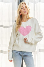 Load image into Gallery viewer, 4887- Heart Pattern Sweater Top-cream
