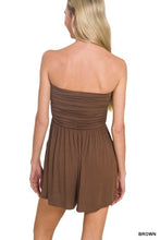 Load image into Gallery viewer, 6244- Double Layered Strapless Tube Top Romper-CHOCOLATE
