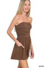 Load image into Gallery viewer, 6244- Double Layered Strapless Tube Top Romper-CHOCOLATE
