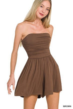 Load image into Gallery viewer, 6244- Double Layered Strapless Tube Top Romper-CHOCOLATE
