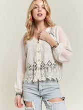 Load image into Gallery viewer, 5934-Button Down Embroidered Woven Blouse-BEIGE
