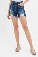 Load image into Gallery viewer, 5074- RISEN High Rise Distressed Mid Thigh Shorts-DARK
