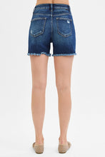Load image into Gallery viewer, 5074- RISEN High Rise Distressed Mid Thigh Shorts-DARK
