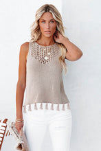 Load image into Gallery viewer, 6055- TASSEL KNIT TANK TOP-SAND
