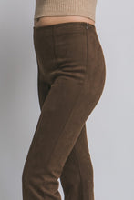 Load image into Gallery viewer, 5615-Faux Suede Flare Pants-CHOCO BROWN
