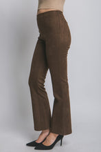 Load image into Gallery viewer, 5615-Faux Suede Flare Pants-CHOCO BROWN
