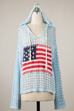 Load image into Gallery viewer, 6134- Crochet Flag Hoodie Beach Cover Up Mesh Top (
