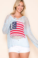 Load image into Gallery viewer, 6134- Crochet Flag Hoodie Beach Cover Up Mesh Top (
