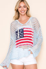 Load image into Gallery viewer, 6134- Crochet Flag Hoodie Beach Cover Up Mesh Top (
