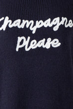 Load image into Gallery viewer, 5264- CURSIVE CHAMPAGNE PLEASE SAYING SWEATER-NAVY
