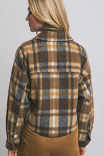 Load image into Gallery viewer, 5414-Button-down Short Plaid Shacket-BROWN
