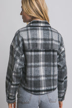 Load image into Gallery viewer, 5415-Button-down Short Plaid Shacket-CHARCOAL
